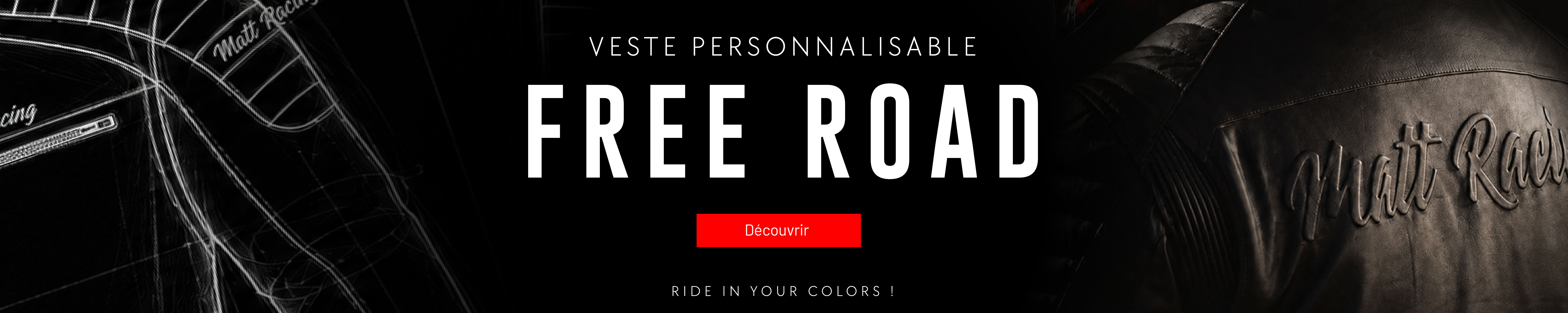 Veste FREE ROAD - cuir moto personnalisable - sortie officielle en Juillet 2026
